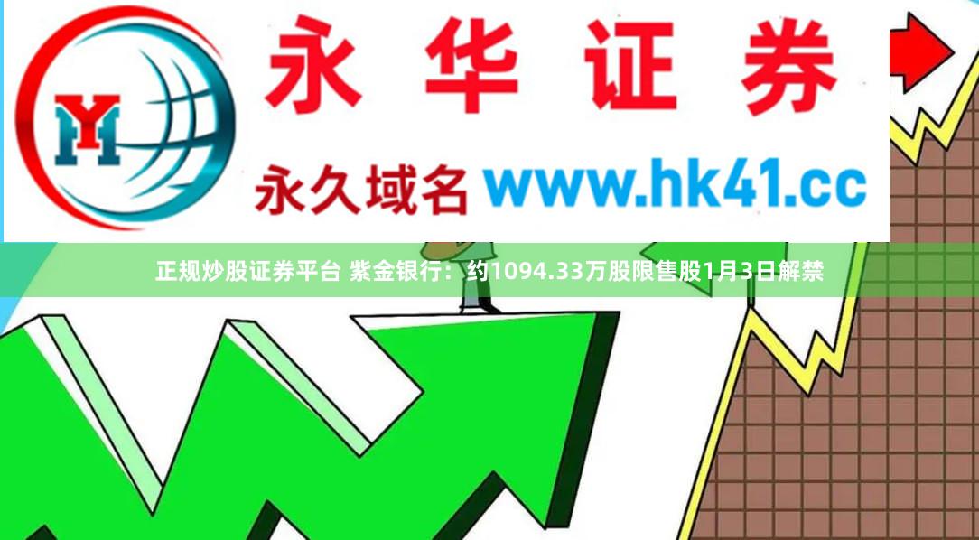 正规炒股证券平台 紫金银行：约1094.33万股限售股1月3日解禁