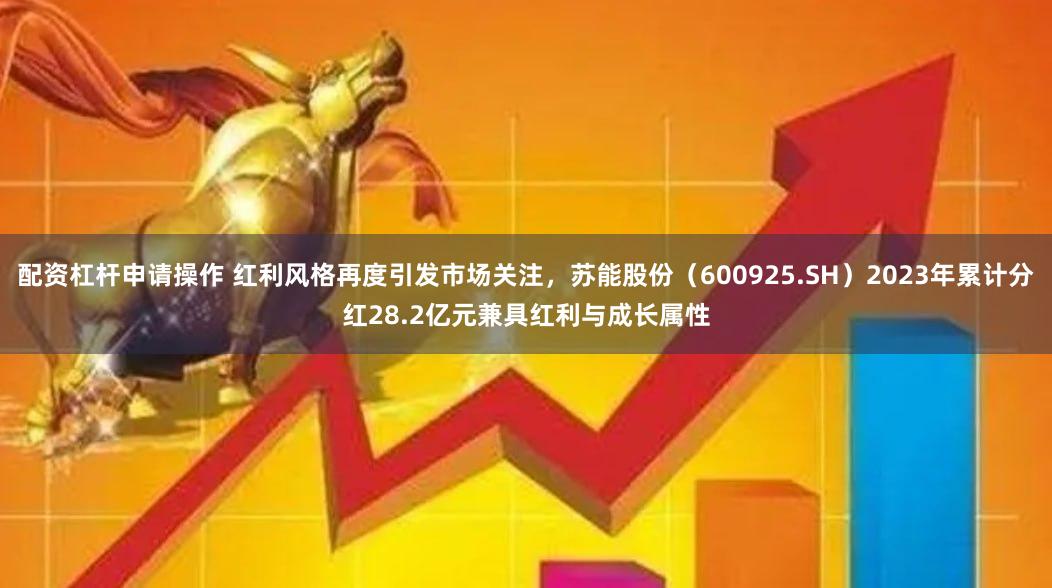 配资杠杆申请操作 红利风格再度引发市场关注，苏能股份（600925.SH）2023年累计分红28.2亿元兼具红利与成长属性